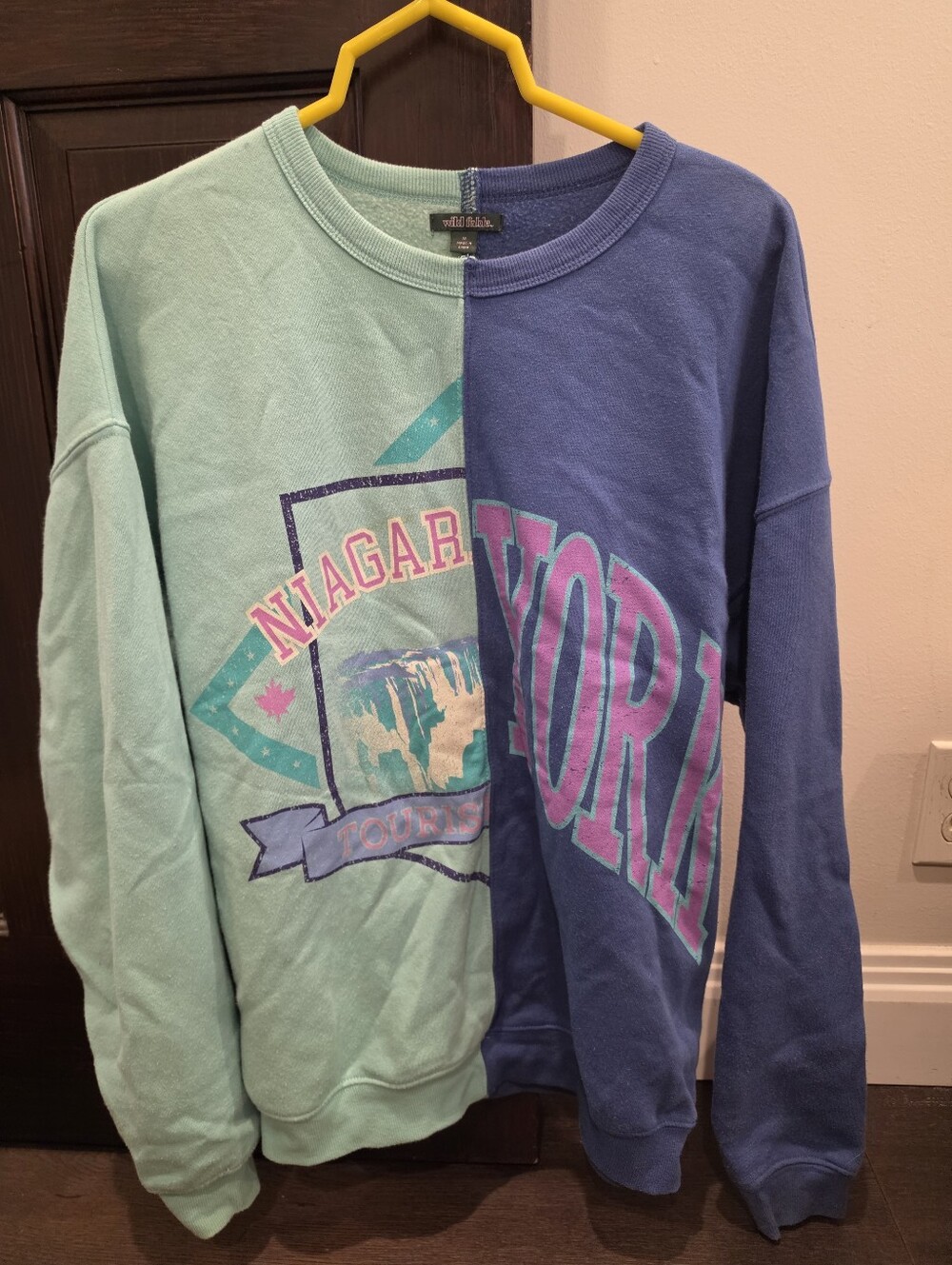 wild fable Two-Tone Niagara/New York Graphic Sweatshirt - Mint & Blue